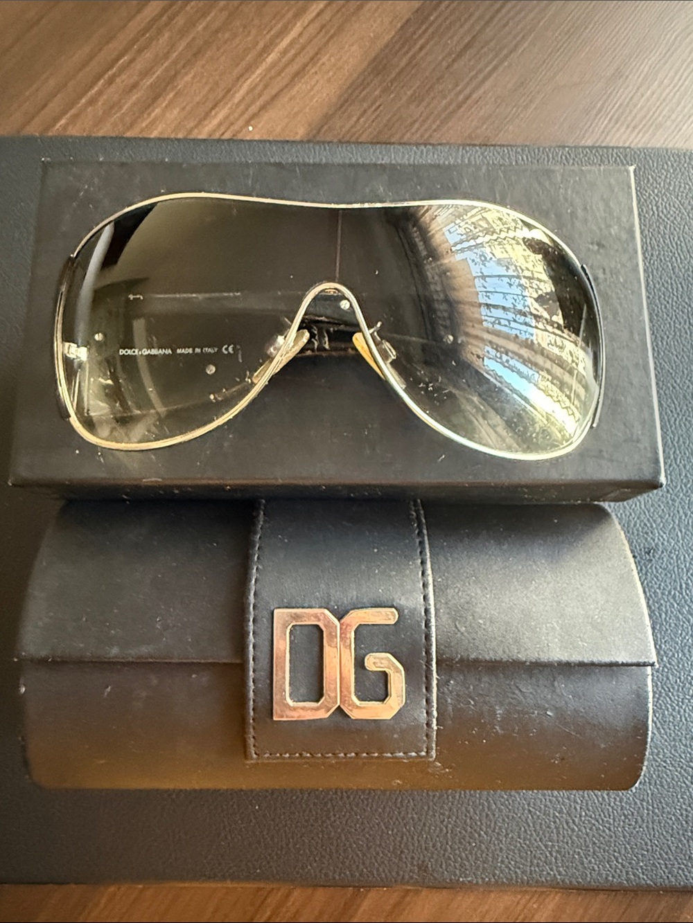 Vintage Dolce & Gabbana Unisex Shield Sunglasses in Black and Silver